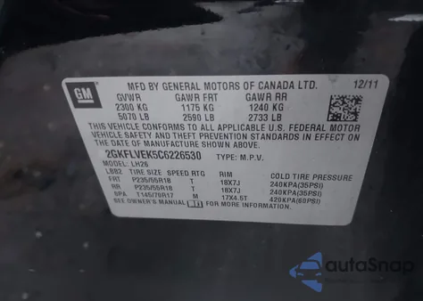 2012 GMC Terrain Slt-1 from USA, damaged, VIN 2GKFLVEK5C6226530